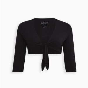 TORRID Super Soft Knits Tie-Front Shrug in Black - sz1 (14/16)